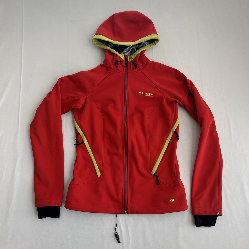Columbia Jacket Womens Small  Omni-Heat Red Hooded Coat‎ Full Zip Outerwear